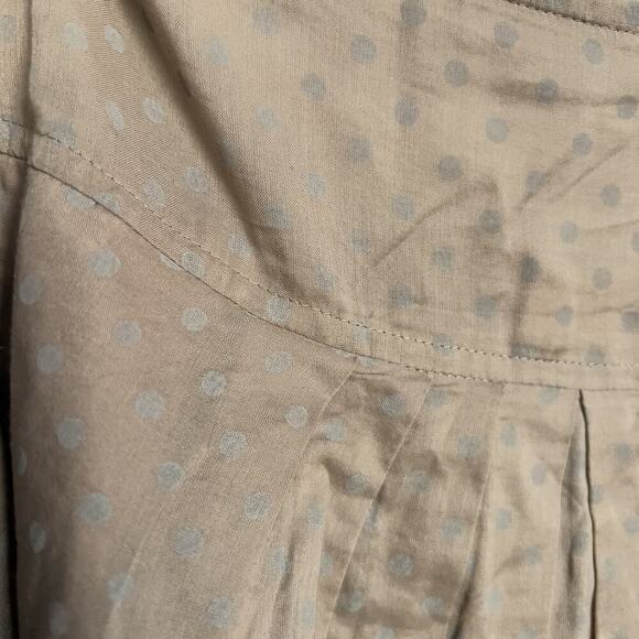 Banana Republic Pleated Polka Dot A Line Zipper Skirt 4 Taupe Office Preppy - Picture 4 of 5